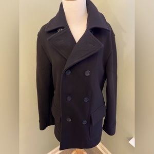 Brooks Brothers Red Fleece Women’s Black Wool Double-Breasted Peacoat Sz S.